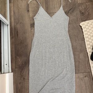 Final Touch Gray Striped Midi Dress